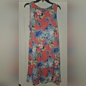 Tommy Bahama Tropical Floral Midi Dress - Coral, Blue, Green